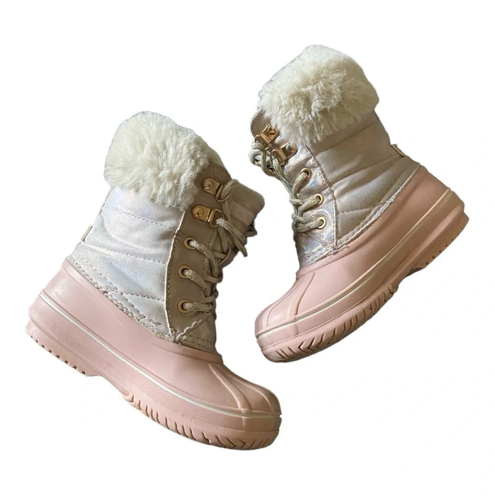 EVA & ZOE-PINK AND WHITE SNOW BOOTS-GIRLS SIZE 10